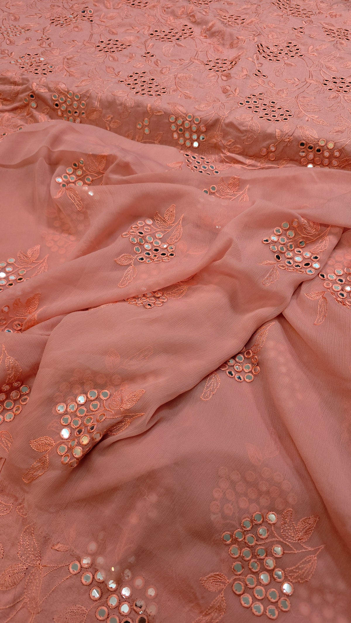 Winter kerandi 3pc allover embroidered with chiffon duppatta