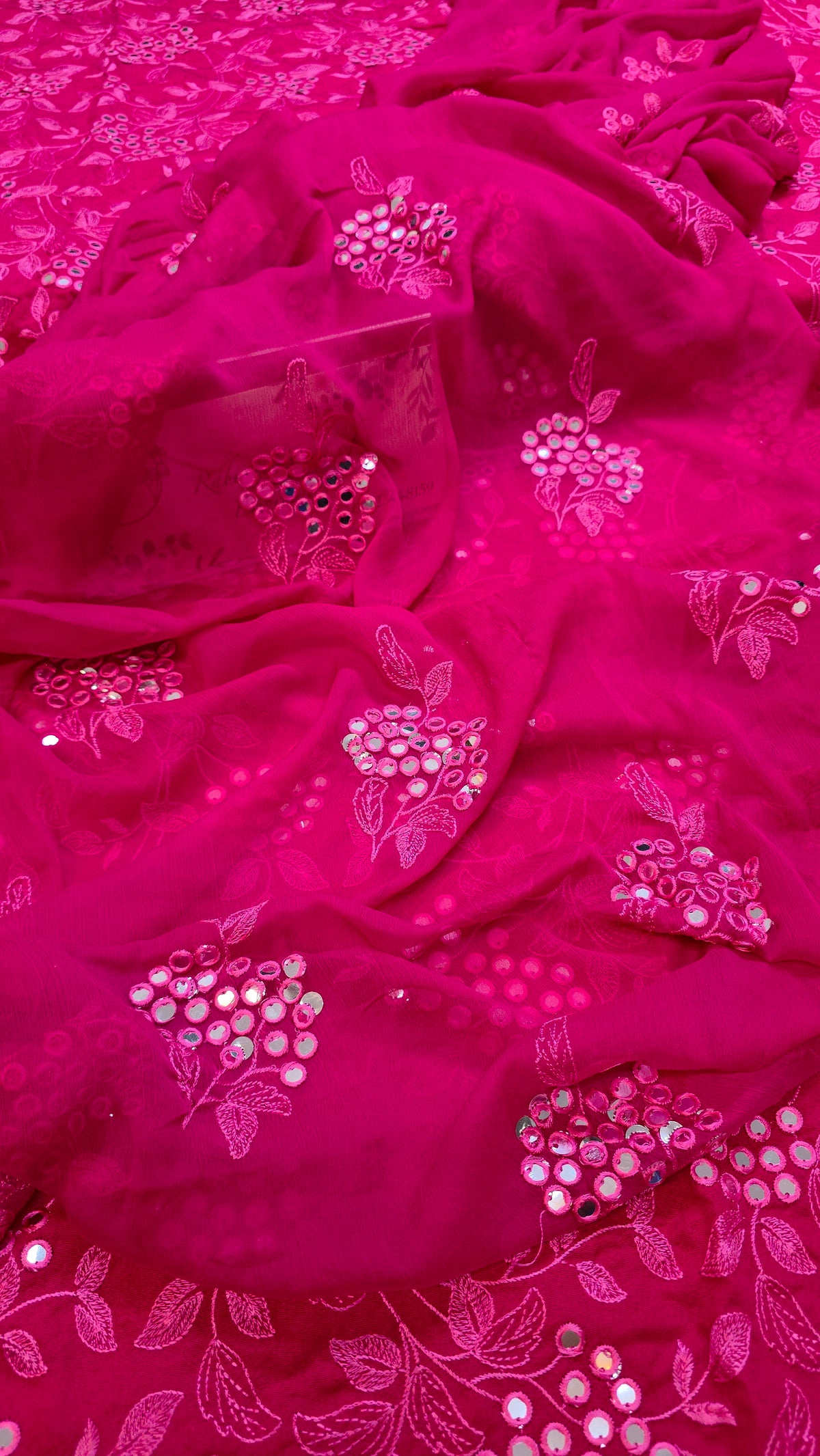 Winter kerandi 3pc allover embroidered with chiffon duppatta