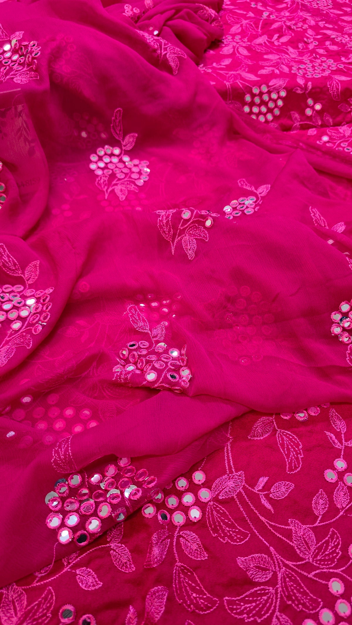 Winter kerandi 3pc allover embroidered with chiffon duppatta