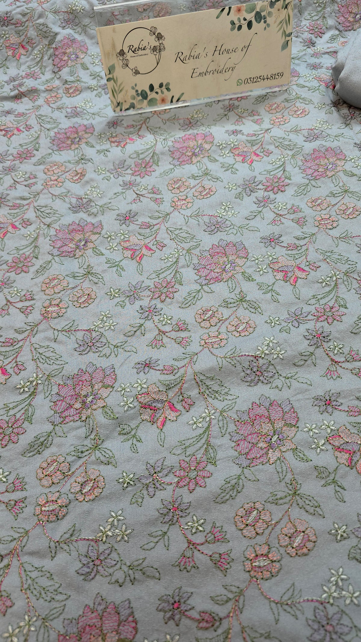 Winter kerandi 3pc allover embroidered with chiffon duppatta