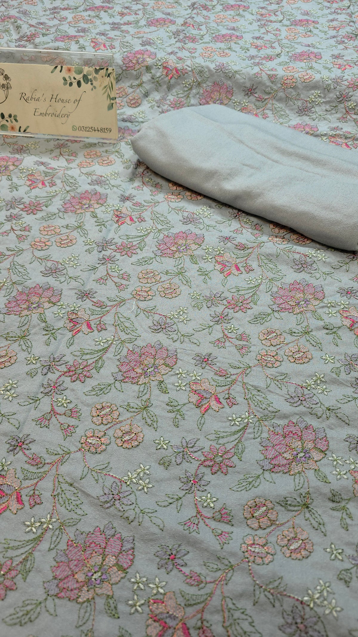 Winter kerandi 3pc allover embroidered with chiffon duppatta