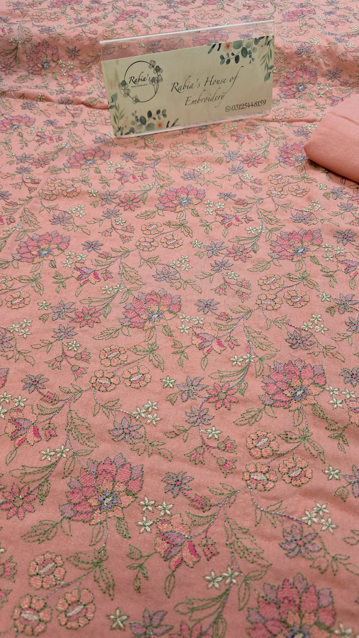 Winter kerandi 3pc allover embroidered with chiffon duppatta