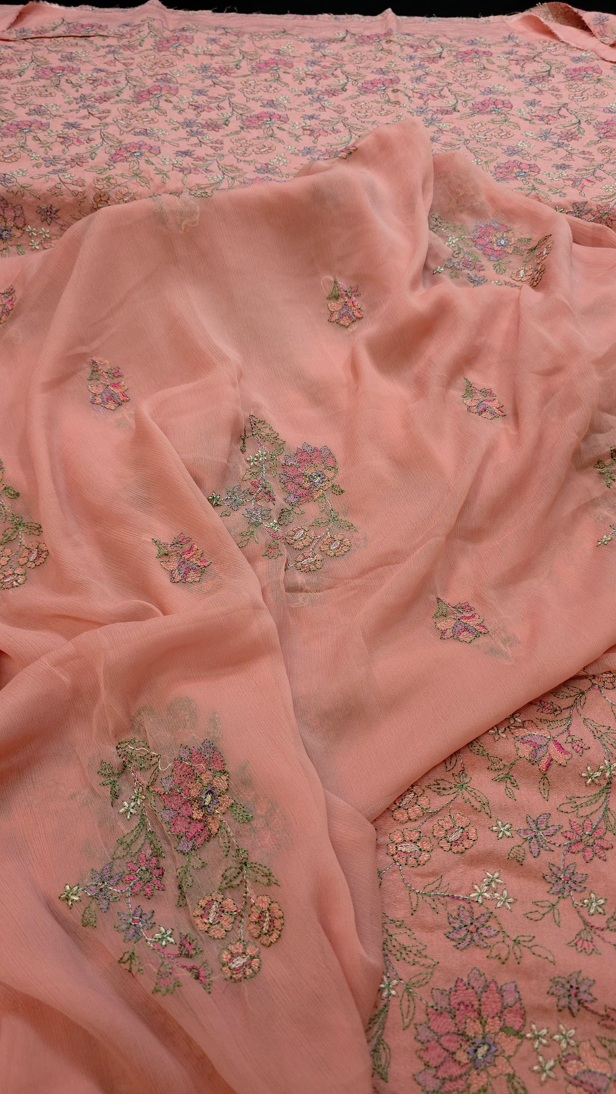 Winter kerandi 3pc allover embroidered with chiffon duppatta
