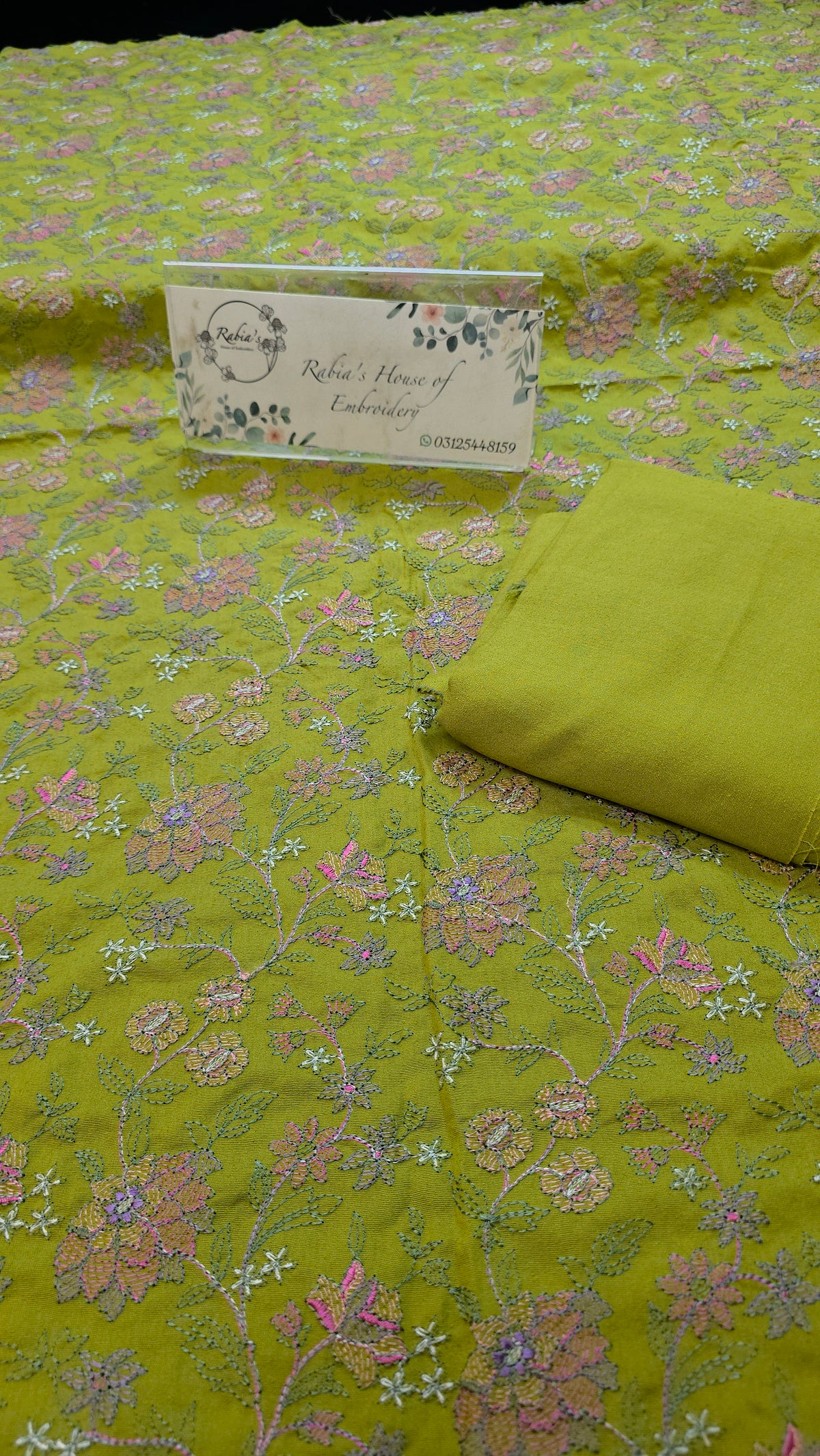 Winter kerandi 3pc allover embroidered with chiffon duppatta