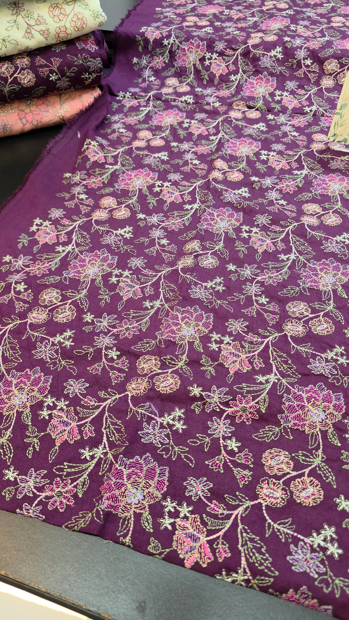Winter kerandi 3pc allover embroidered with chiffon embroidered duppatta