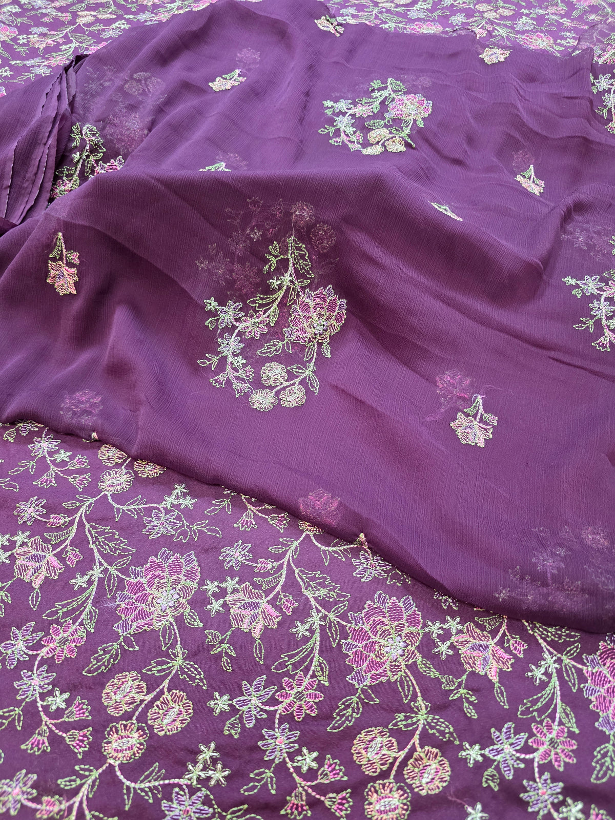 Winter kerandi 3pc allover embroidered with chiffon embroidered duppatta