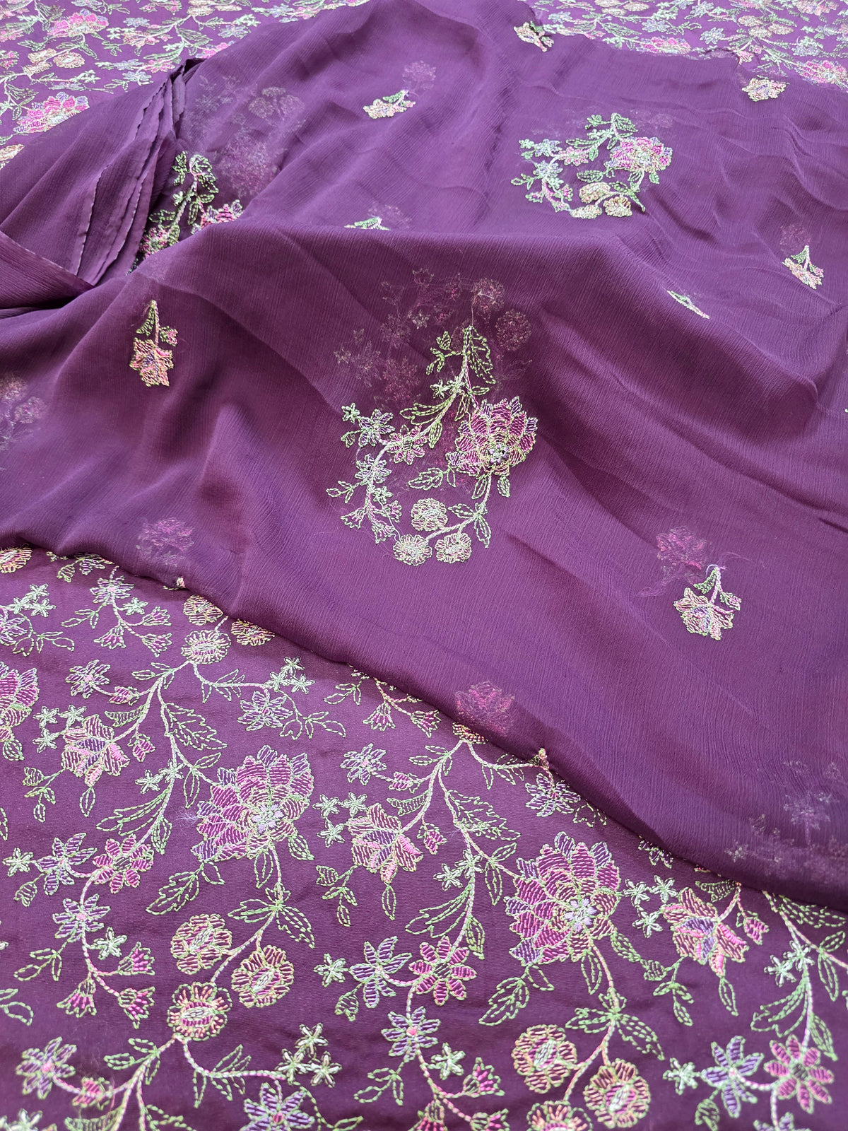 Winter kerandi 3pc allover embroidered with chiffon embroidered duppatta