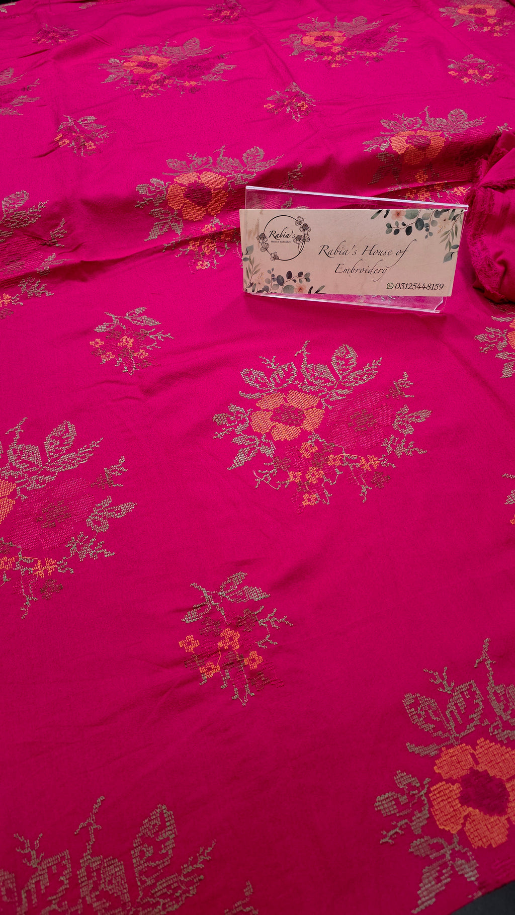 Winter kerandi 3pc allover with chiffon duppatta (PINK)