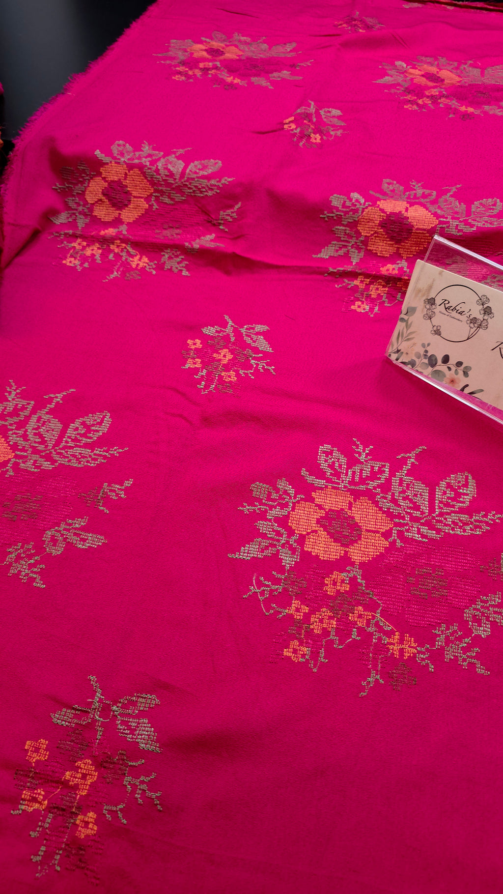 Winter kerandi 3pc allover with chiffon duppatta (PINK)