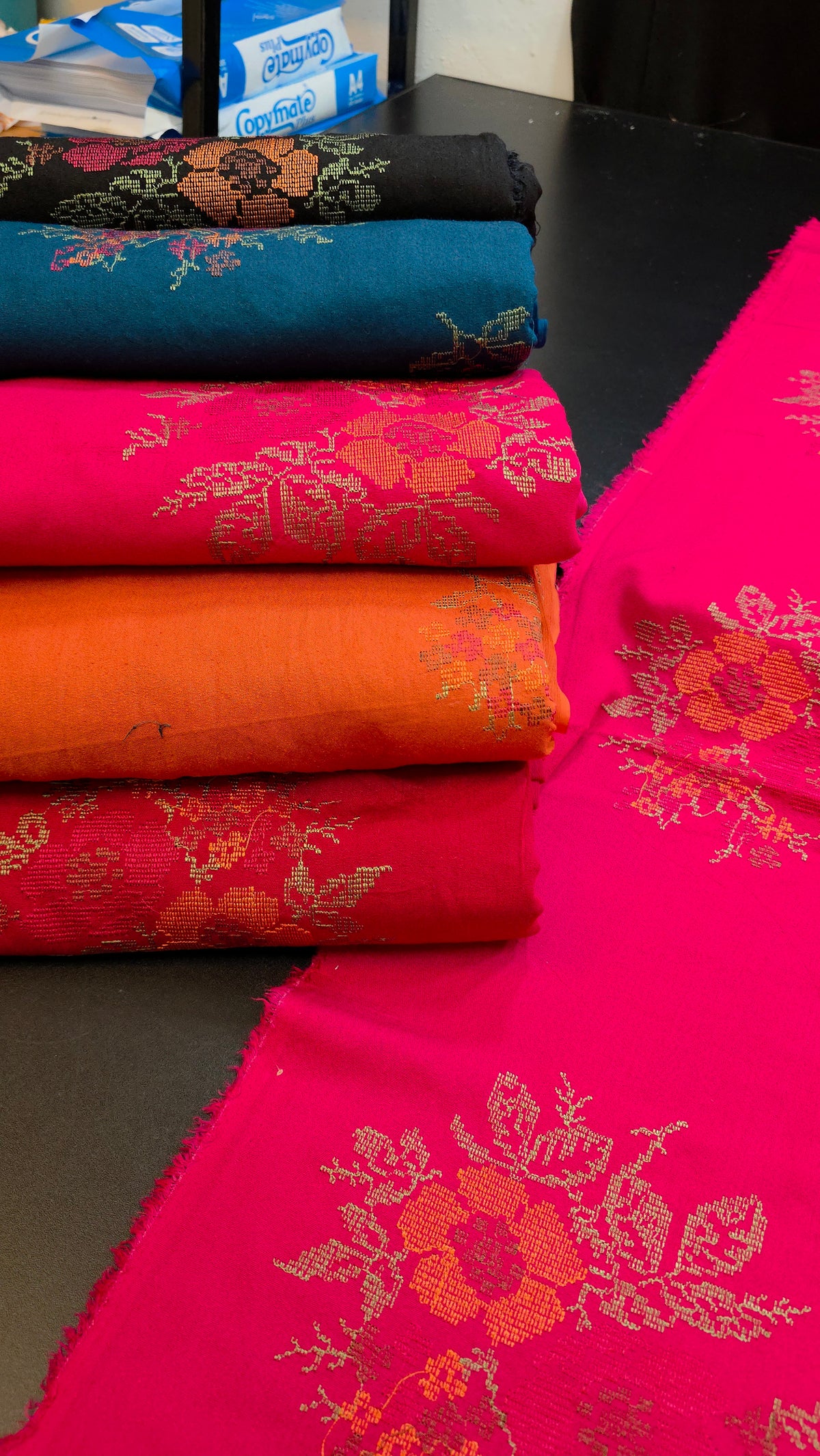 Winter kerandi 3pc allover with chiffon duppatta (PINK)