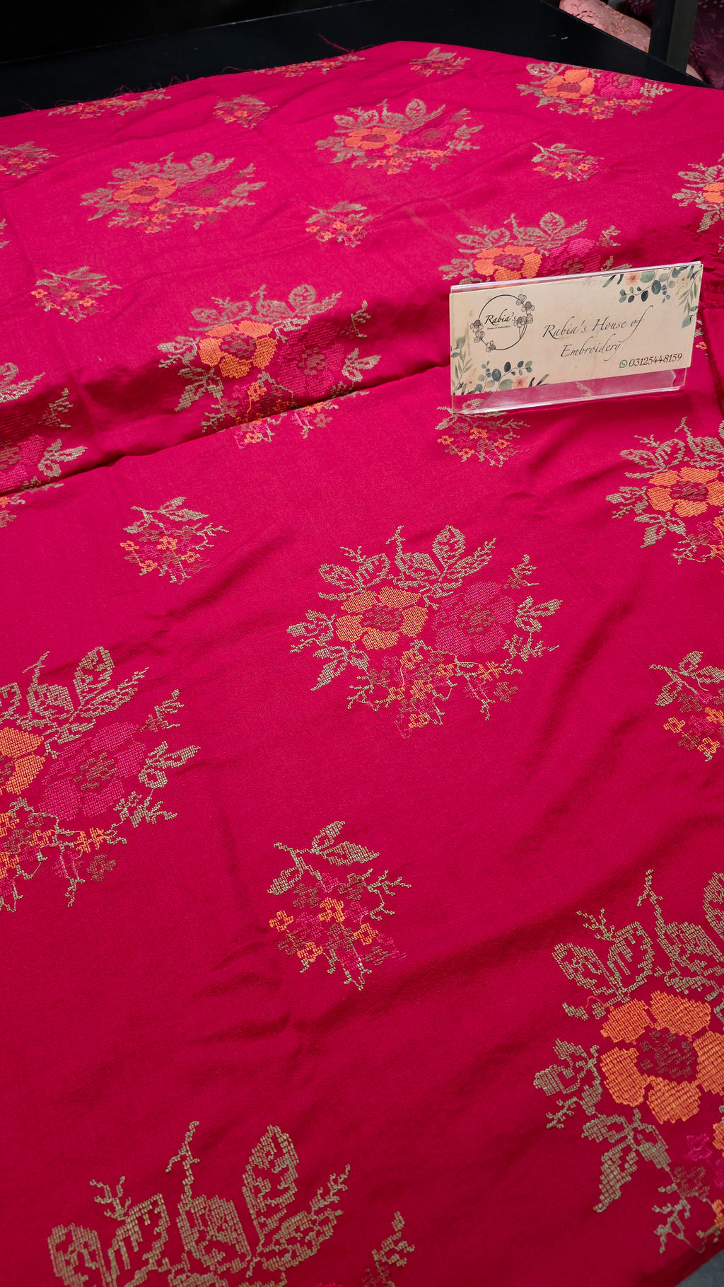 Winter kerandi 3pc with chiffon duppatta (MEHROON)