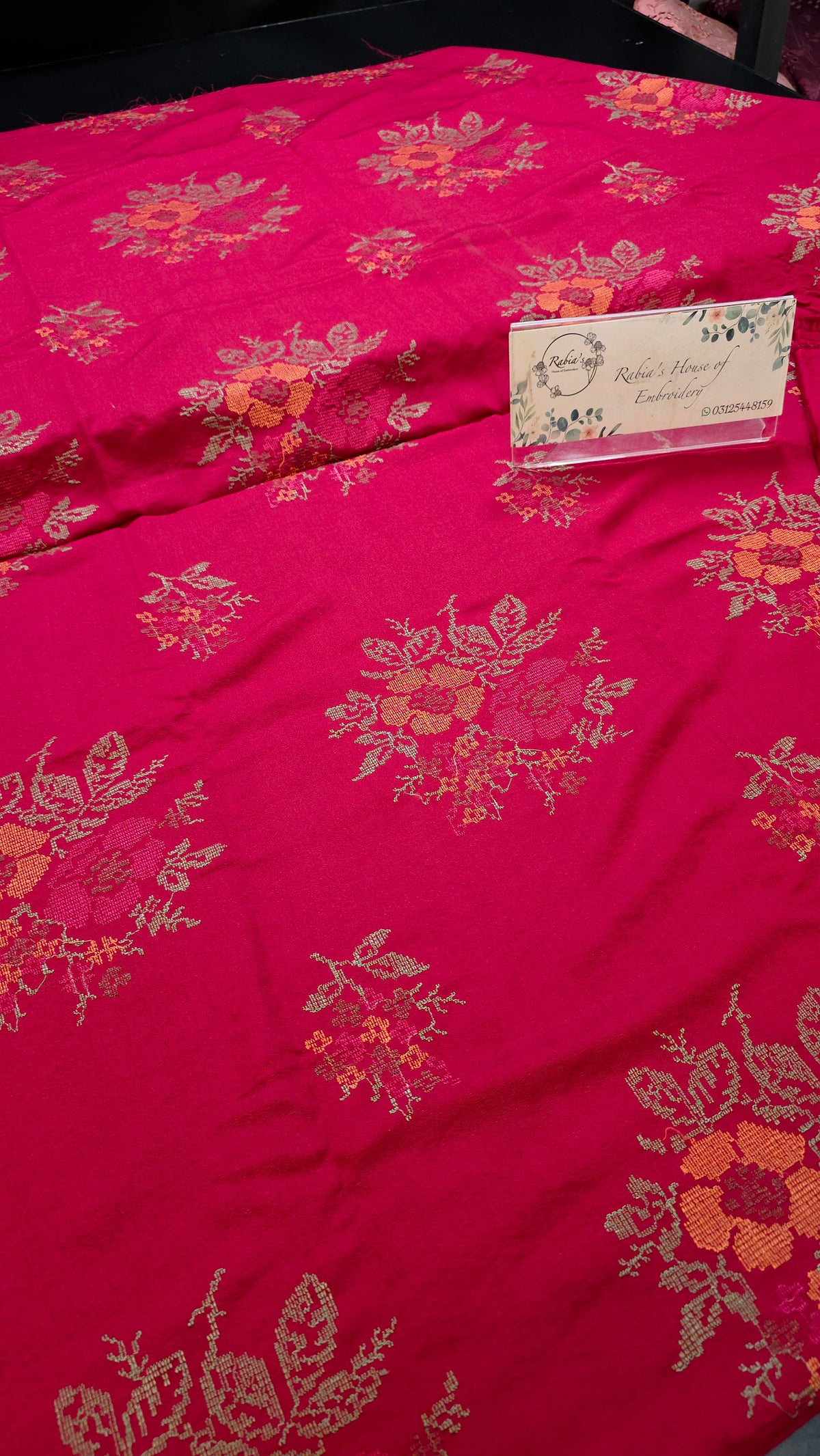 Winter kerandi 3pc with chiffon duppatta (MEHROON)