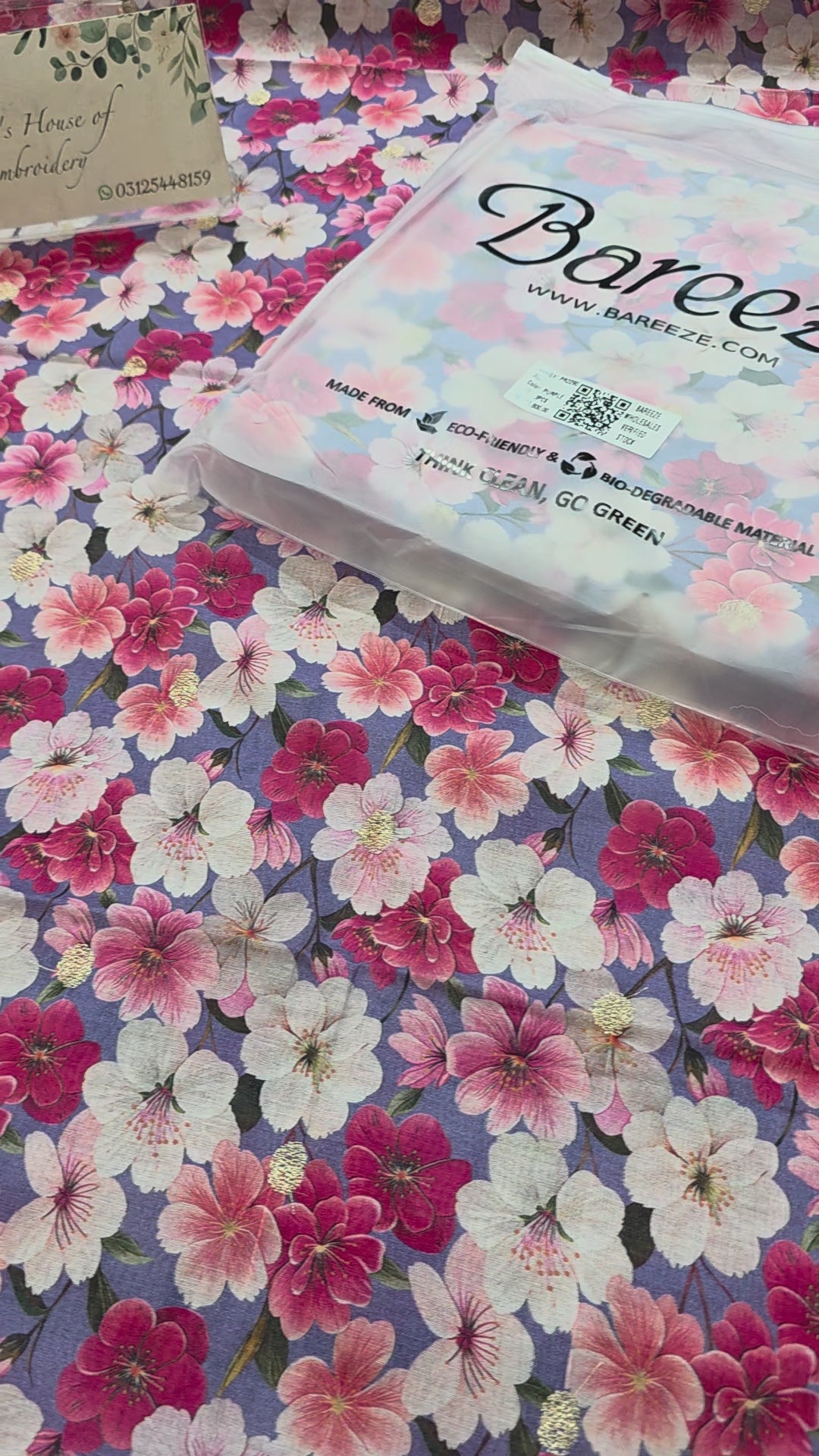 Bareeze printed 3pc plus embroidered