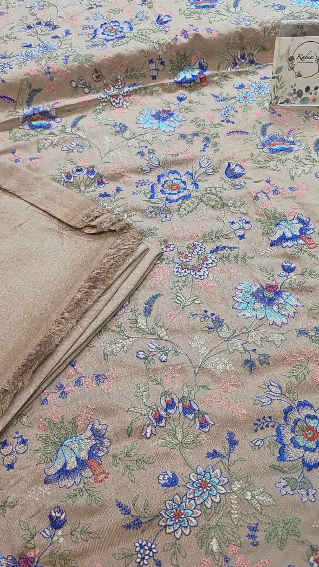 Winter kerandi 3pc allover embroidered with chiffon duppatta