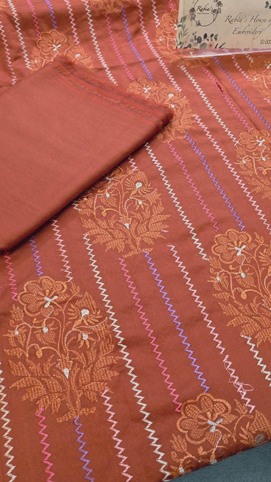 Winter kerandi 3pc allover embroidered with chiffon duppatta
