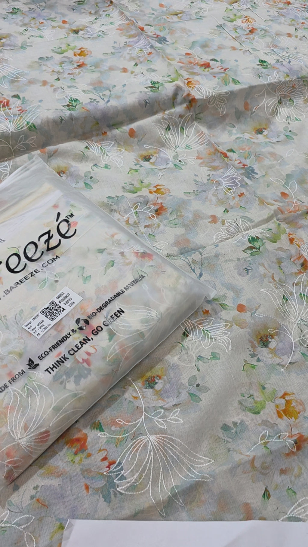 Bareeze lawn 3pc printed plus embroidery