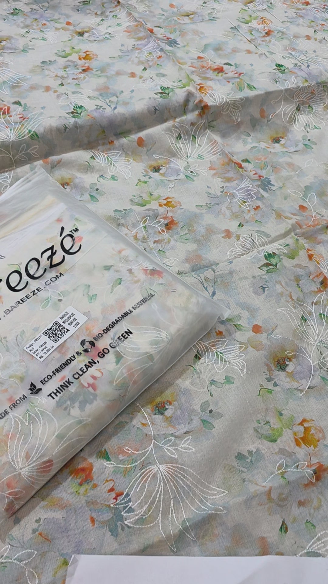 Bareeze lawn 3pc printed plus embroidery