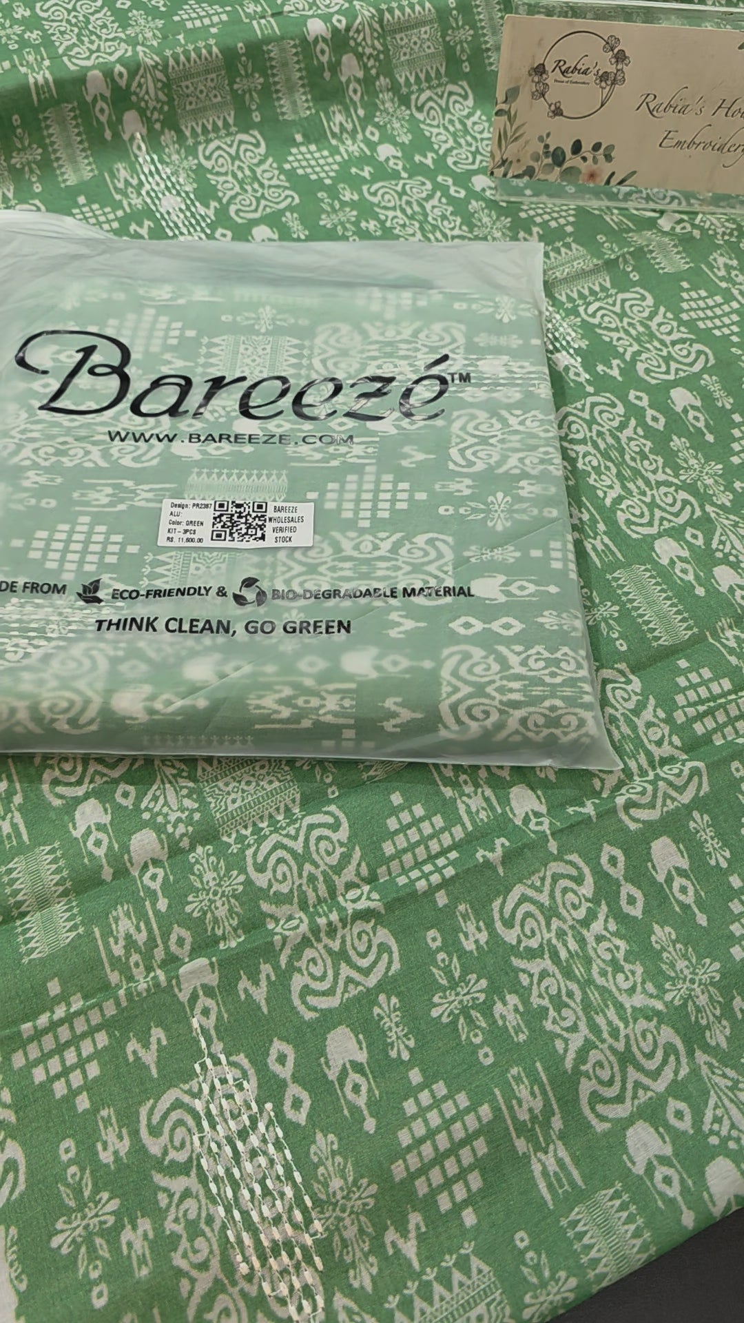 Bareeze lawn 3pc printed plus embroidery