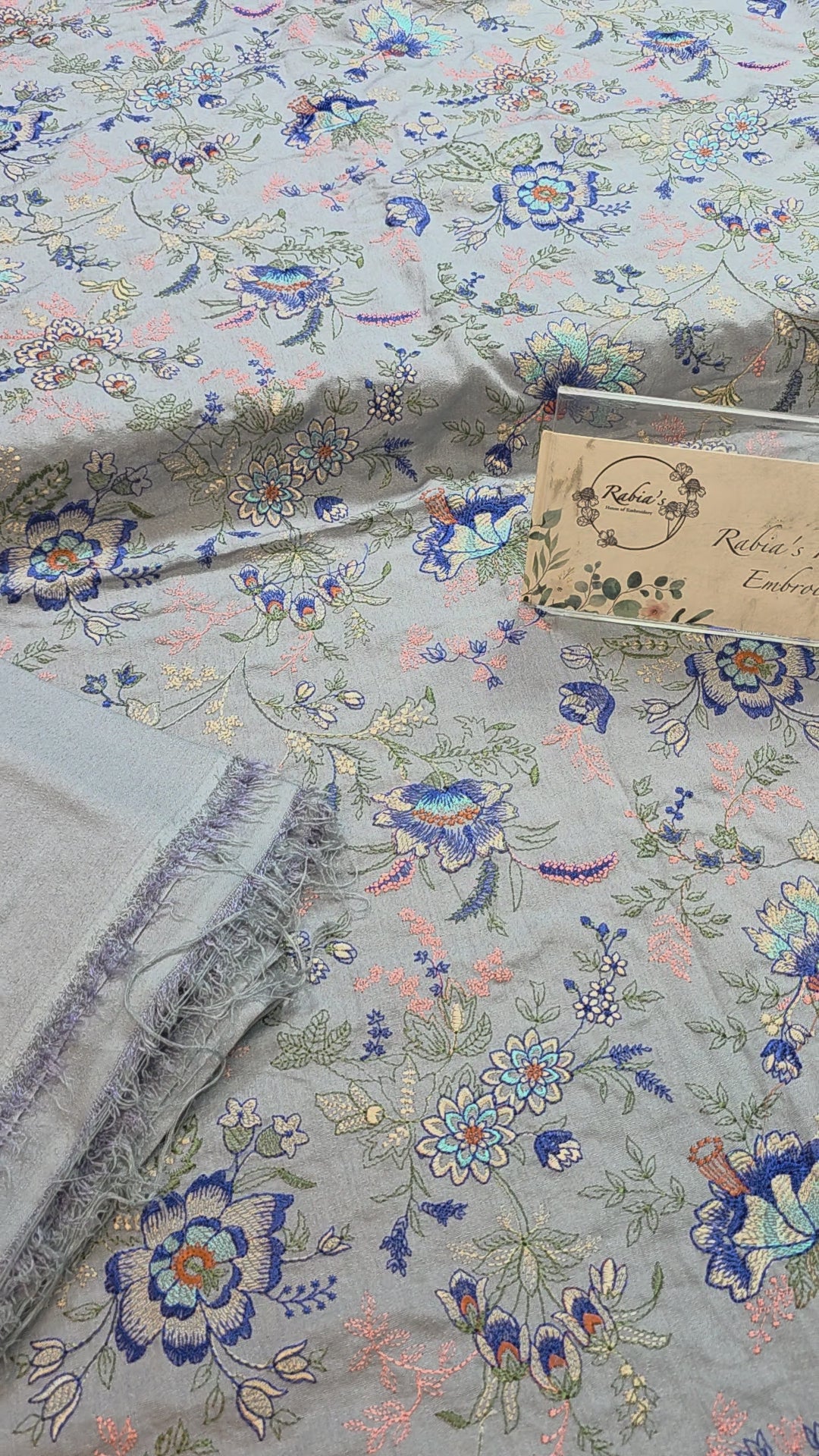 Winter kerandi 3pc allover embroidered with chiffon duppatta