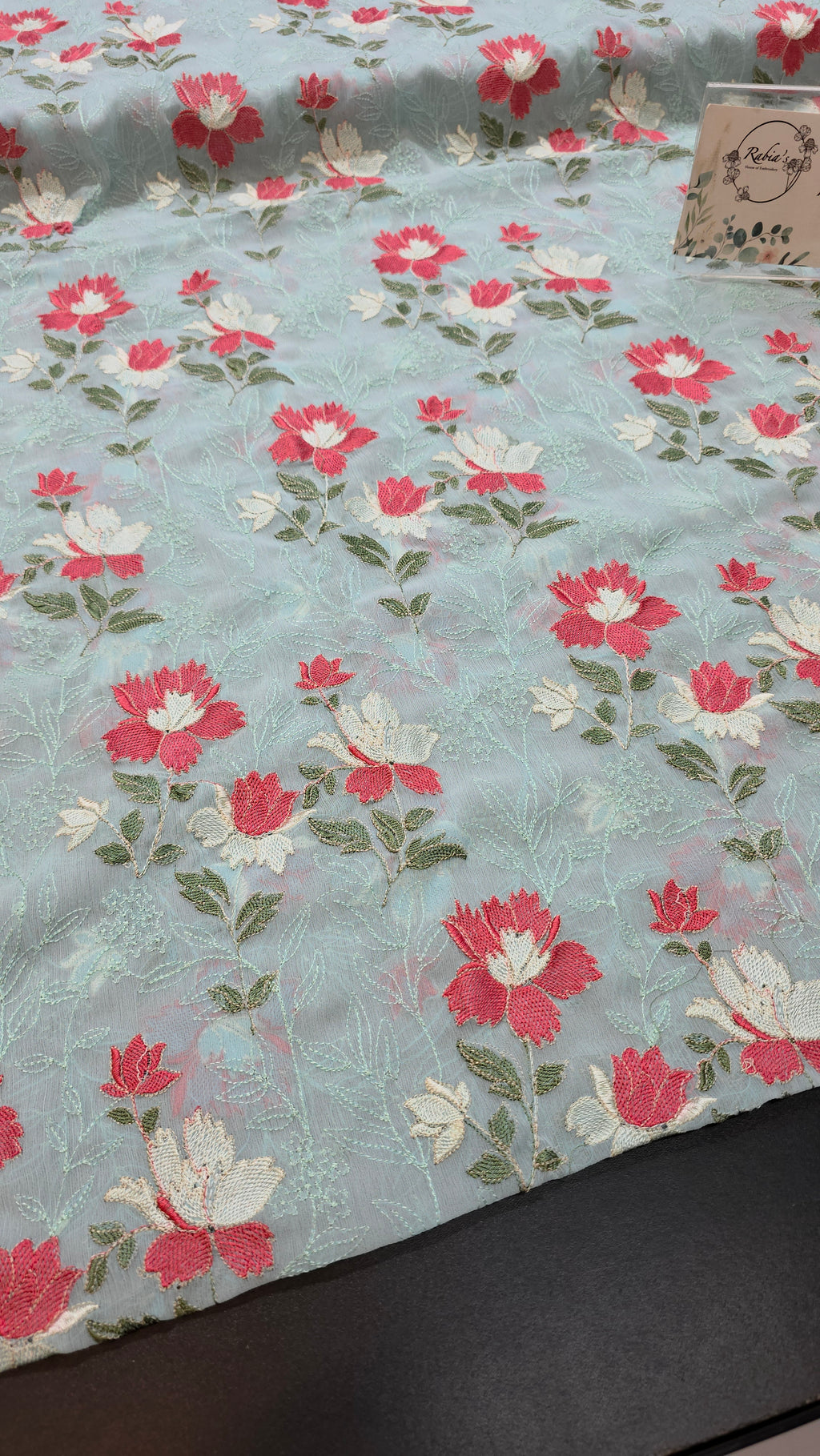 Chiffon allover embroidered shirt and duppatta