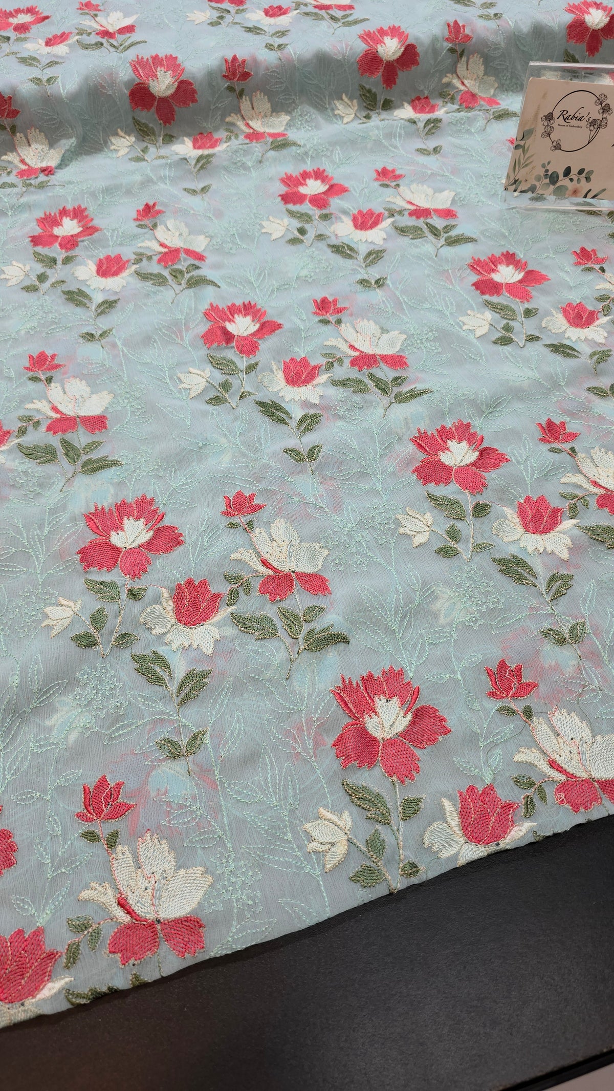 Chiffon allover embroidered shirt and duppatta
