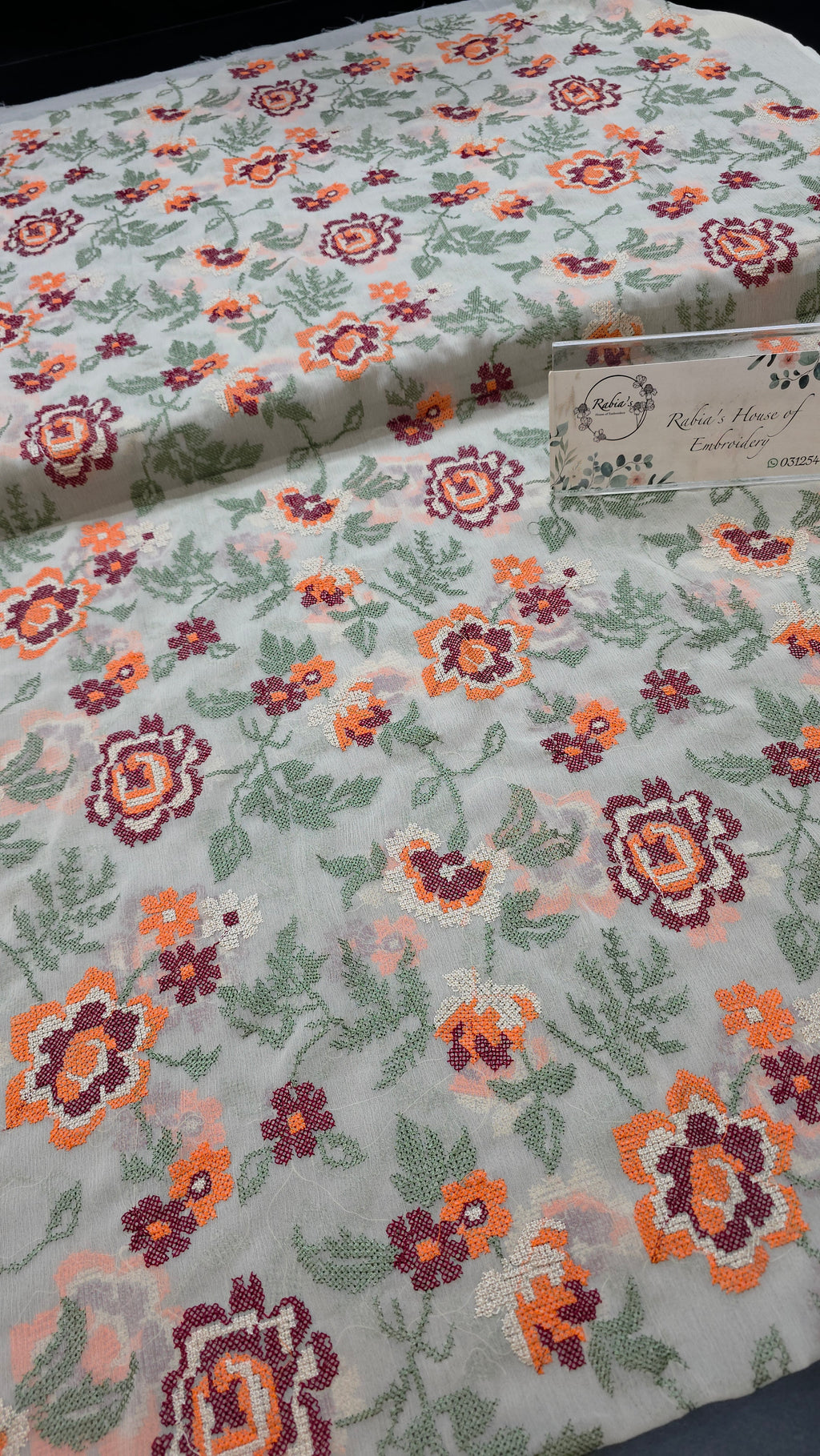 Chiffon allover embroidered shirt and duppatta