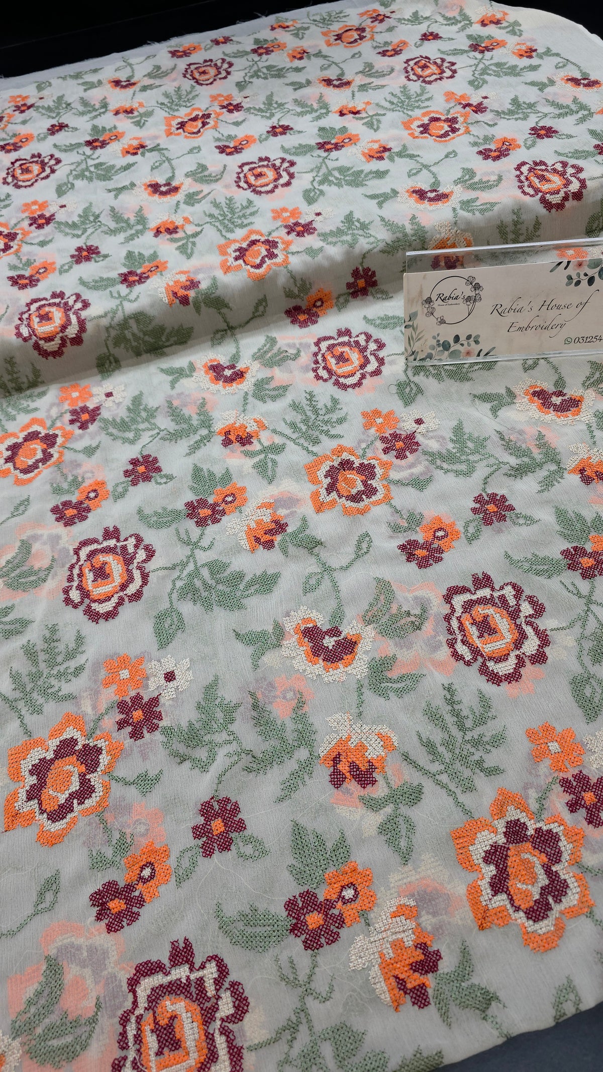 Chiffon allover embroidered shirt and duppatta