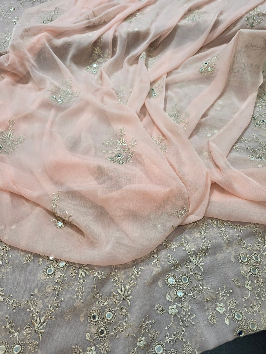 Chiffon allover embroidered shirt and duppatta