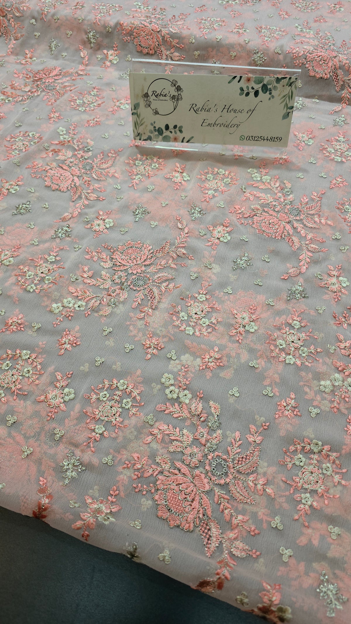 Chiffon allover embroidered shirt and duppatta