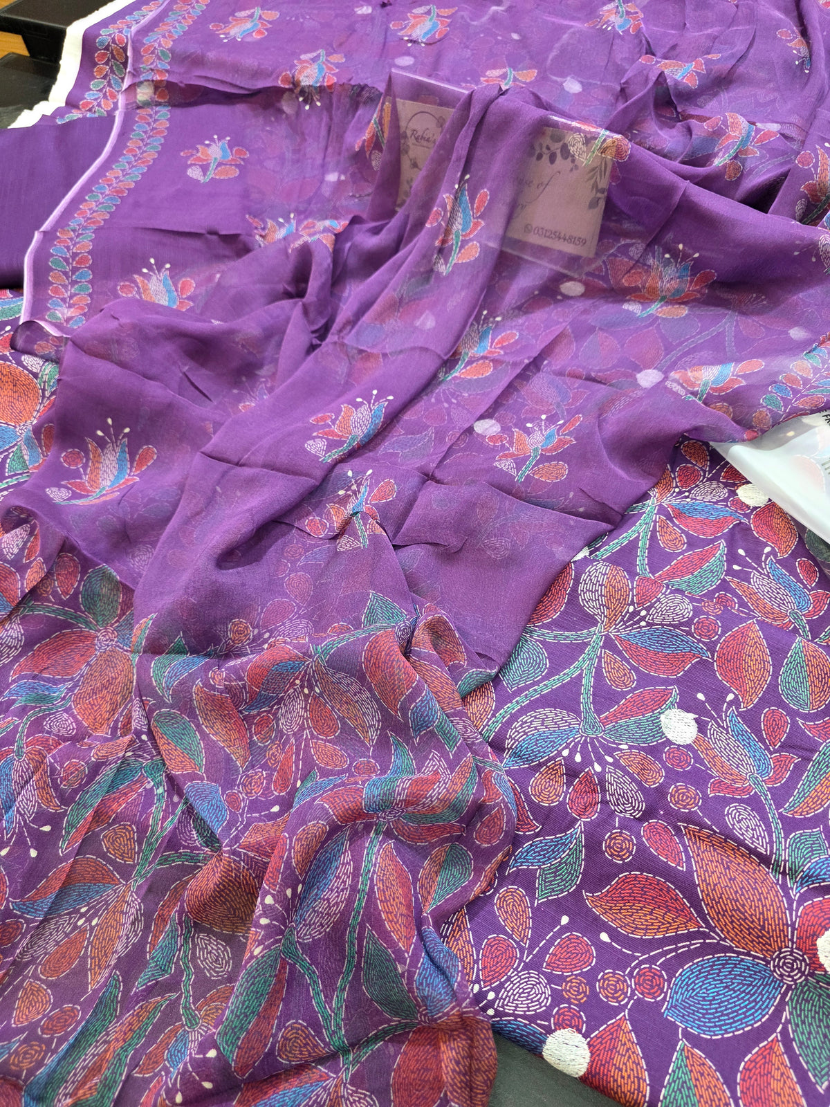 Bareeze printed plus embroidered khadder