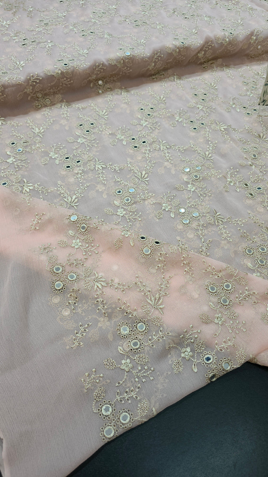 Chiffon allover embroidered shirt and duppatta