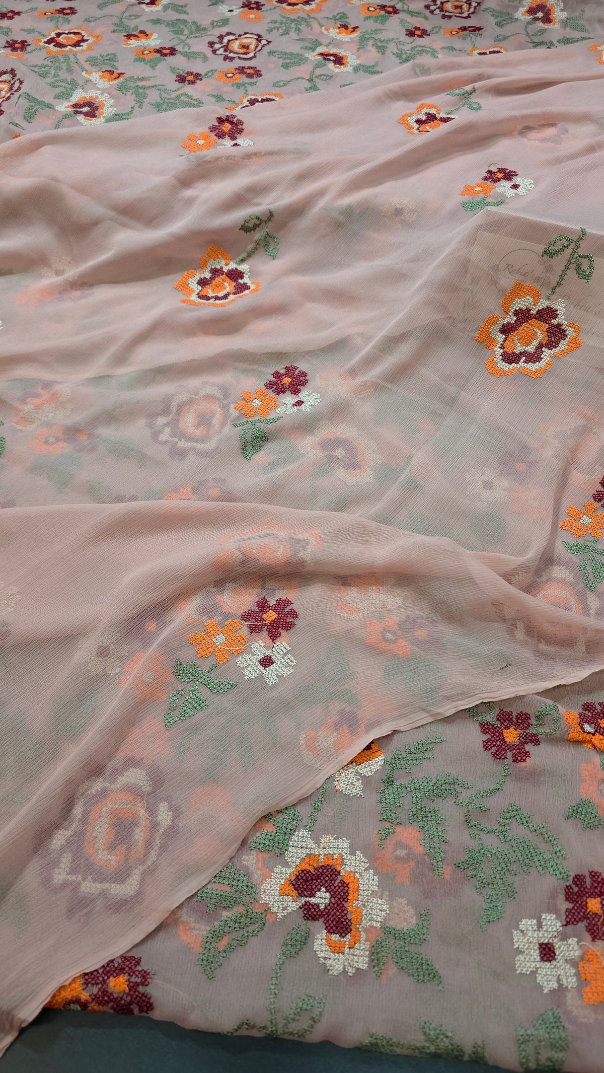 Chiffon allover embroidered shirt & duppatta