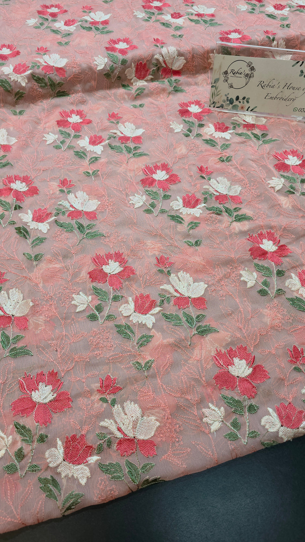 Chiffon allover embroidered shirt and duppatta
