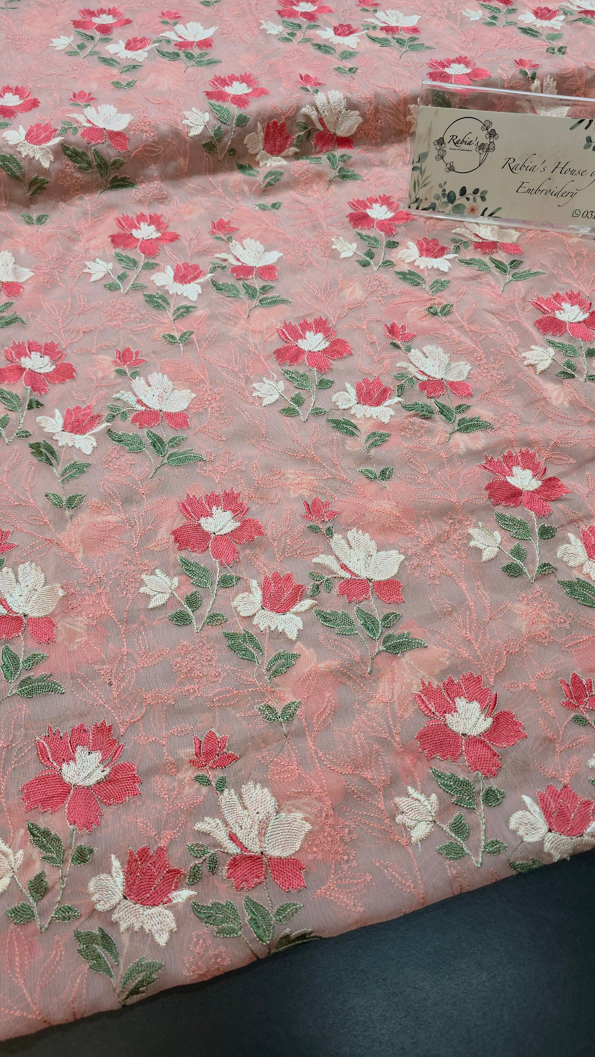 Chiffon allover embroidered shirt and duppatta