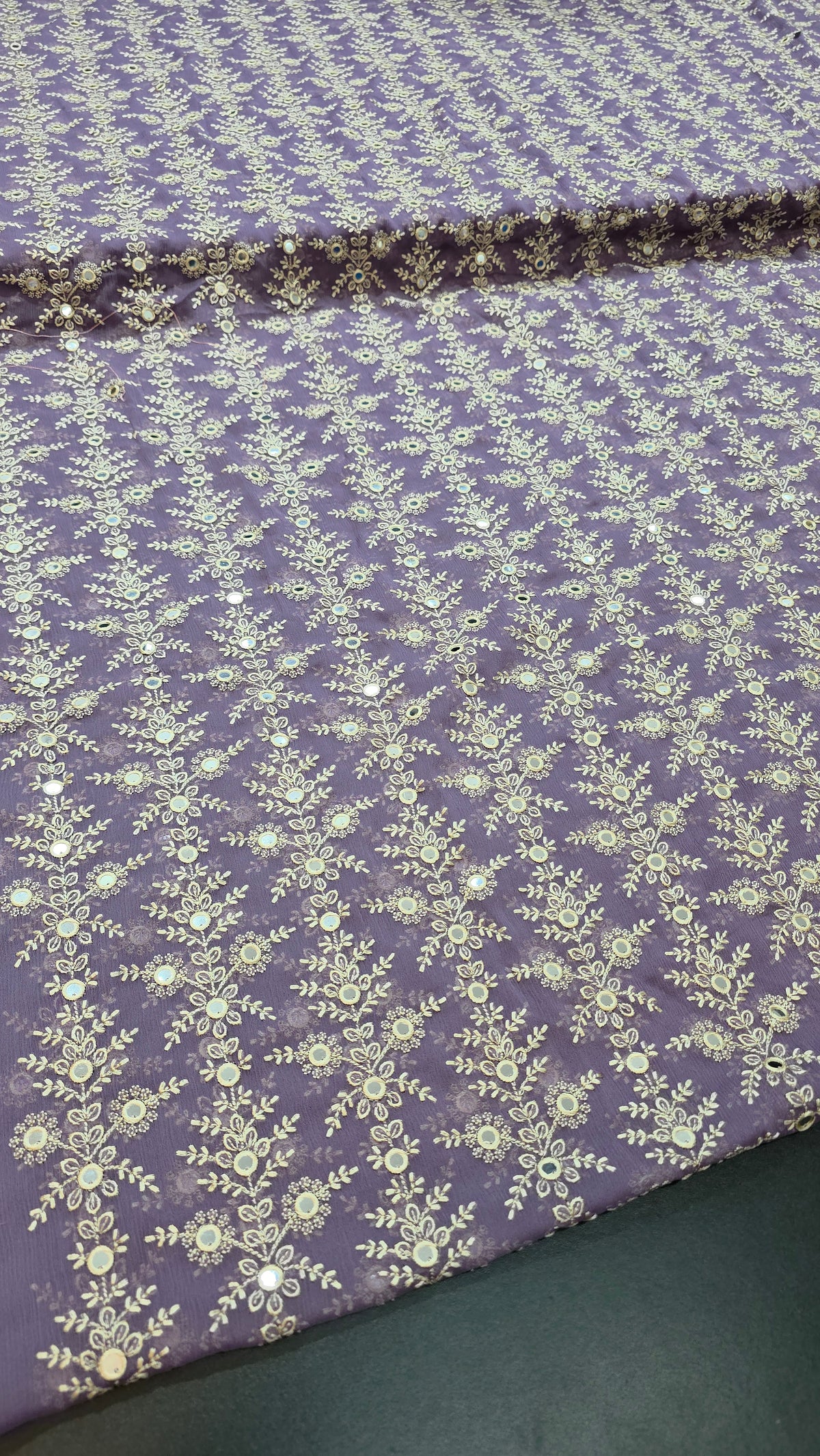 Chiffon allover embroidered shirt and duppatta