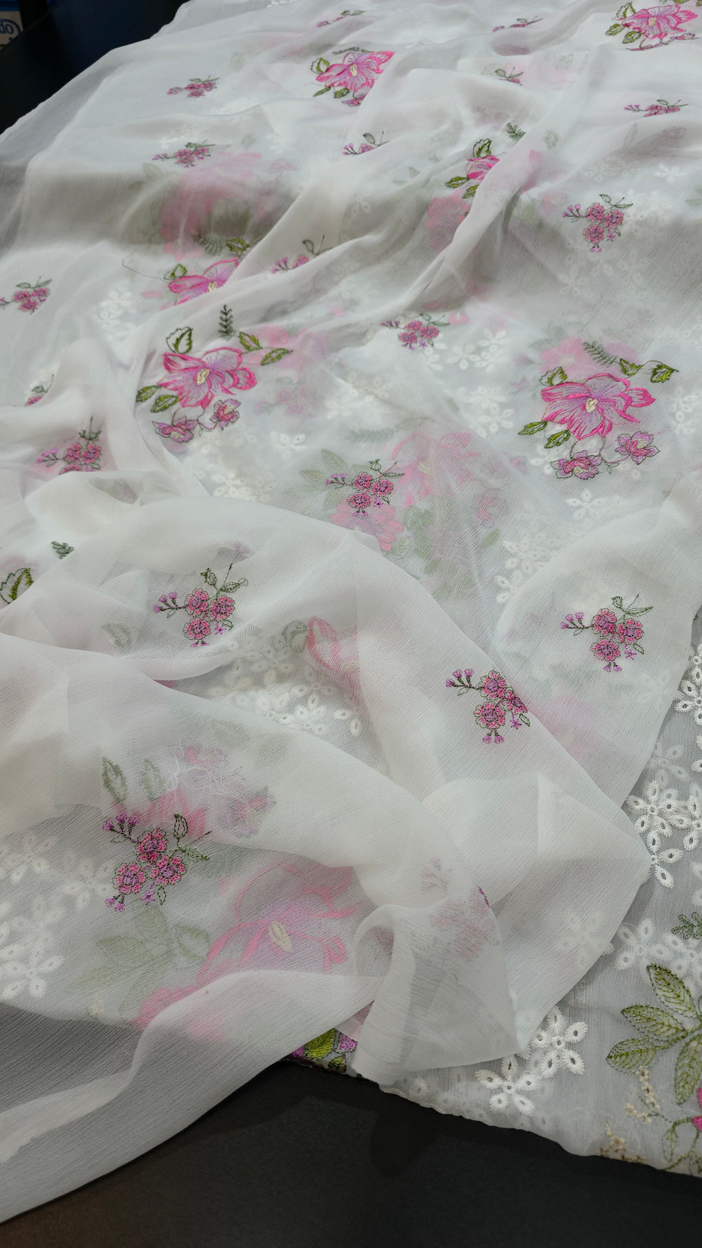 Chiffon allover embroidered shirt and duppatta