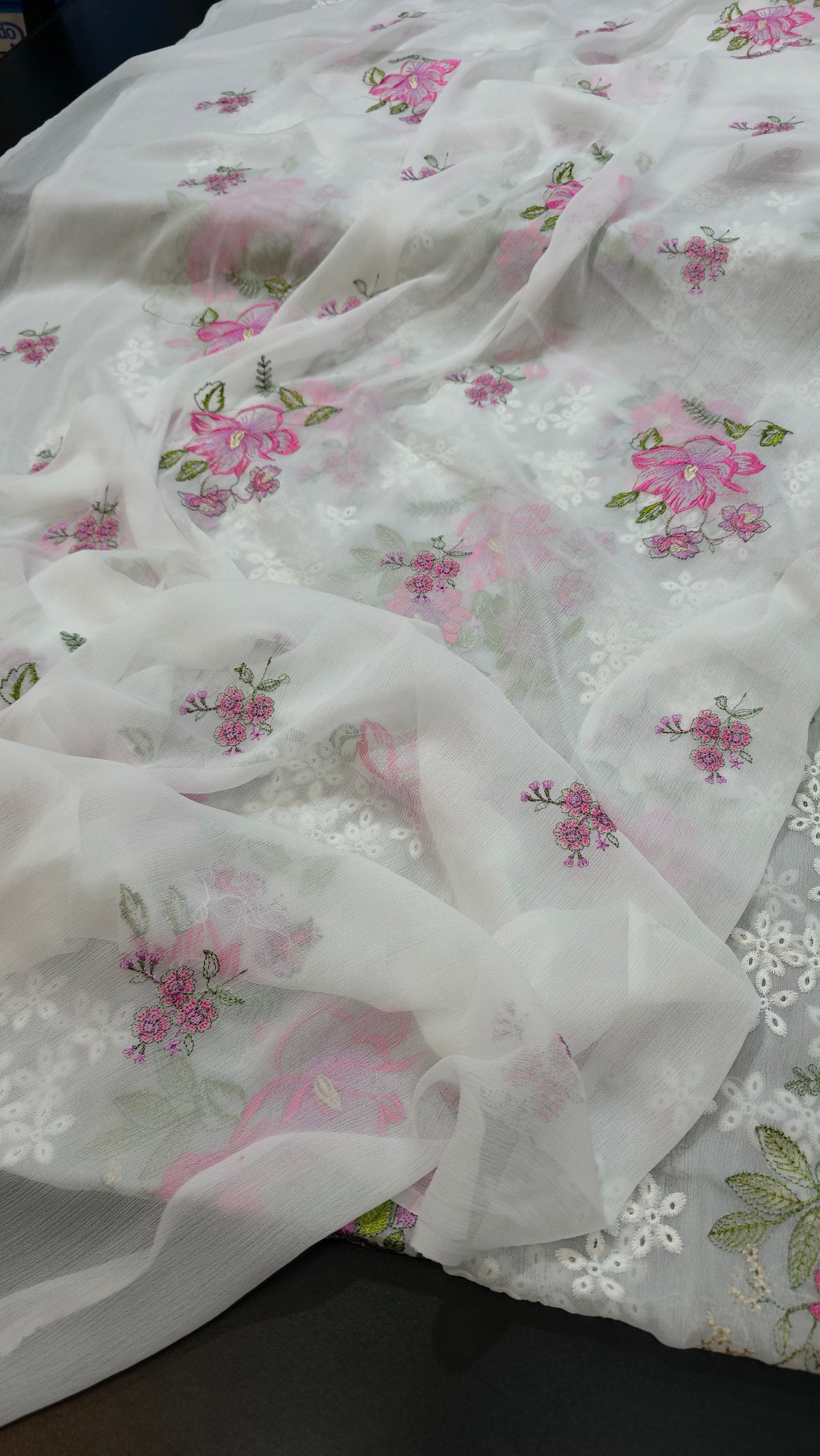 Chiffon allover embroidered shirt and duppatta