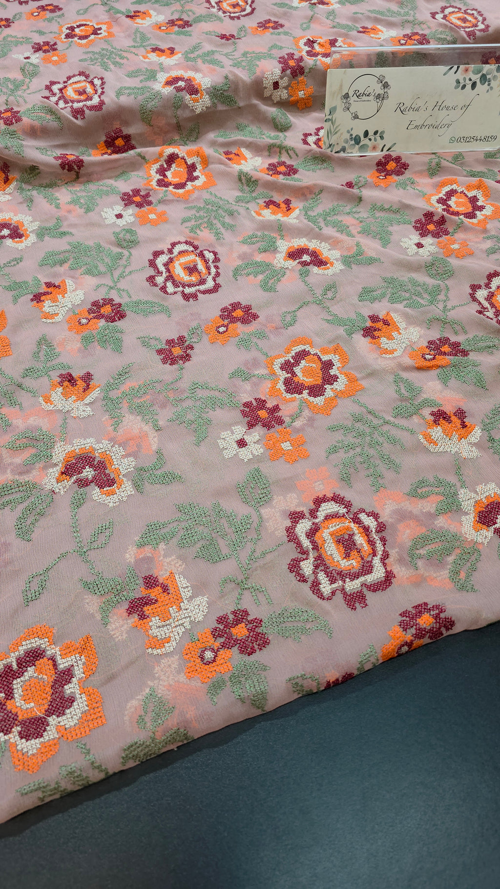 Chiffon allover embroidered shirt & duppatta