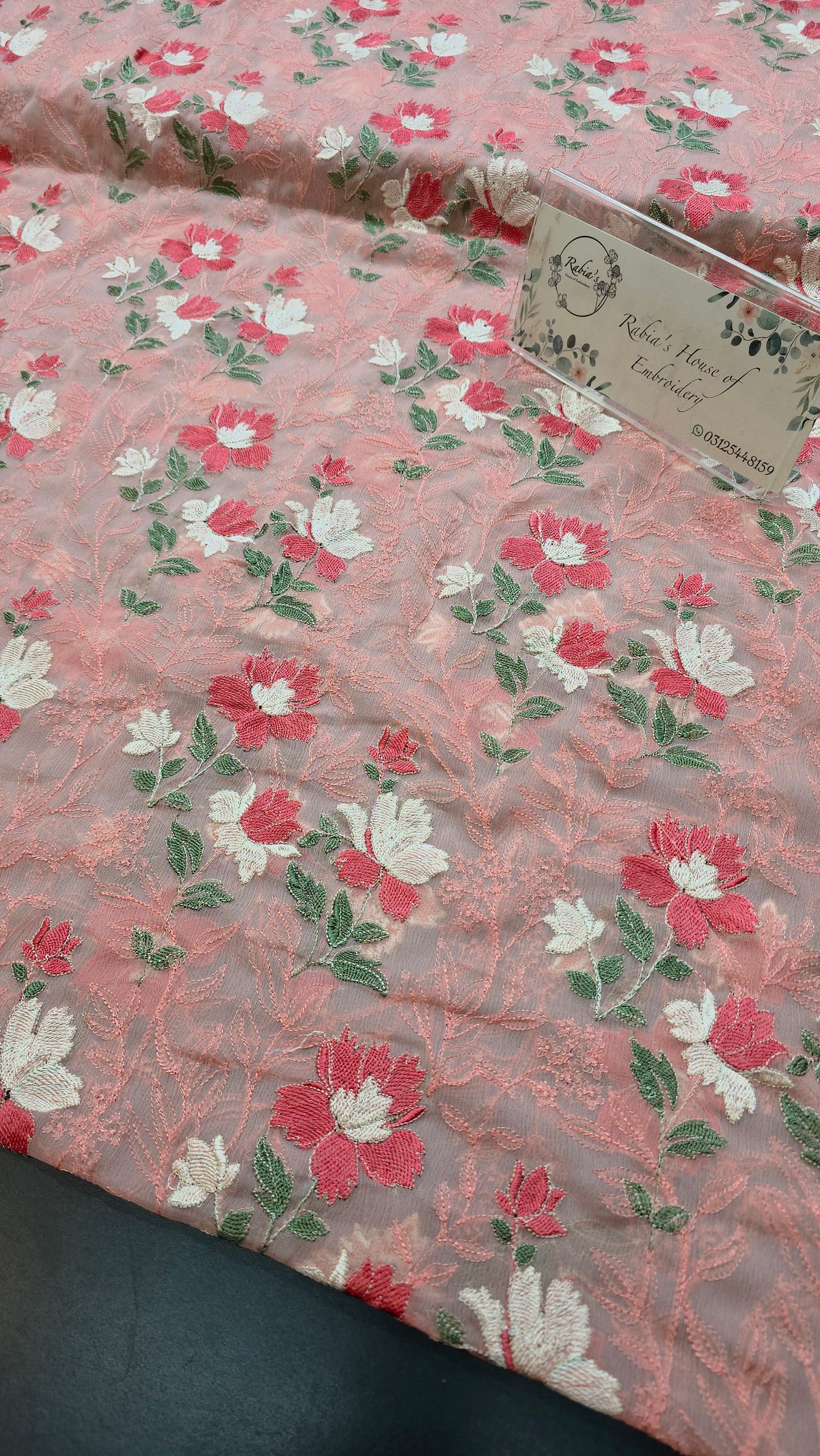 Chiffon allover embroidered shirt and duppatta