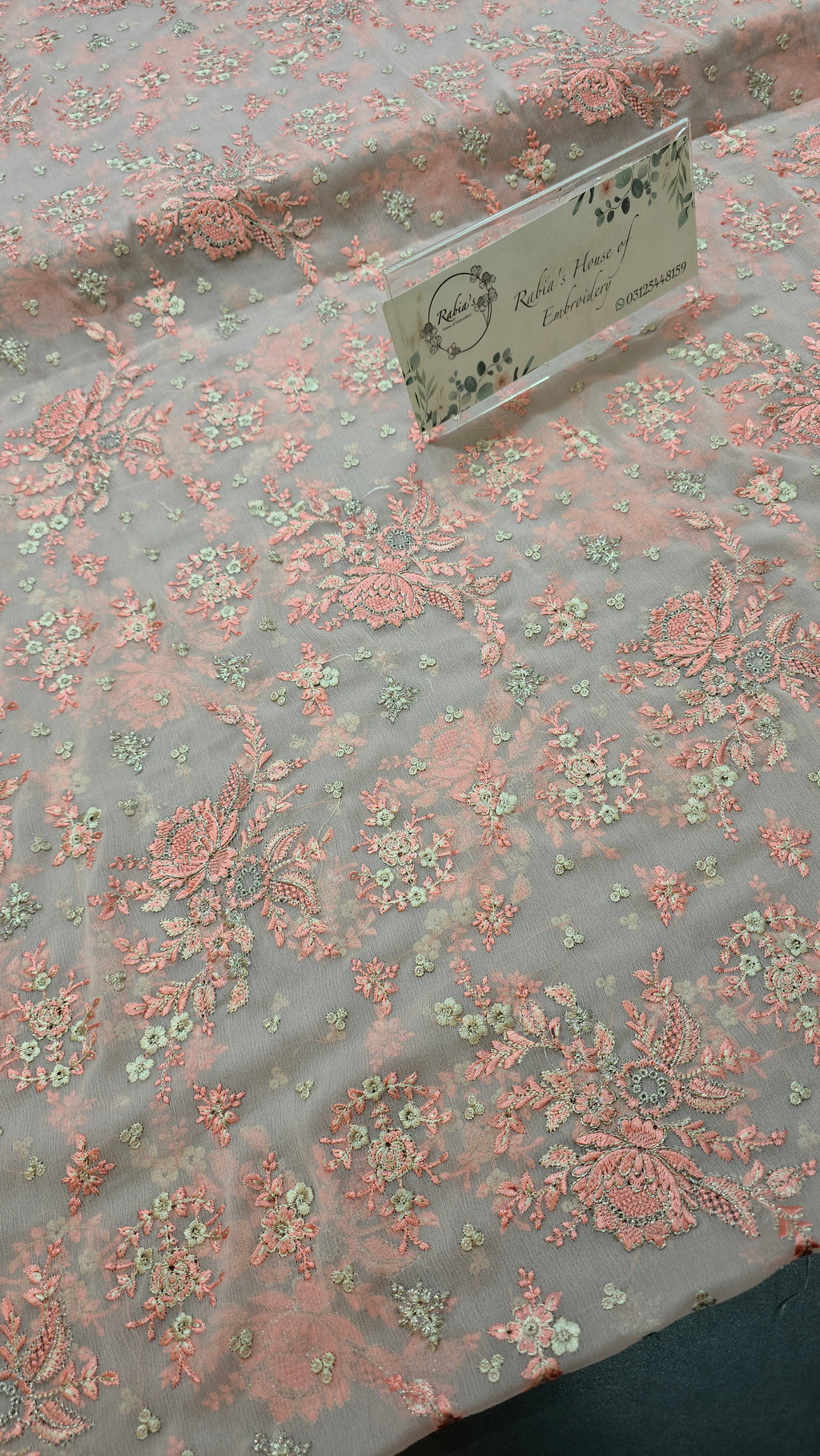 Chiffon allover embroidered shirt and duppatta