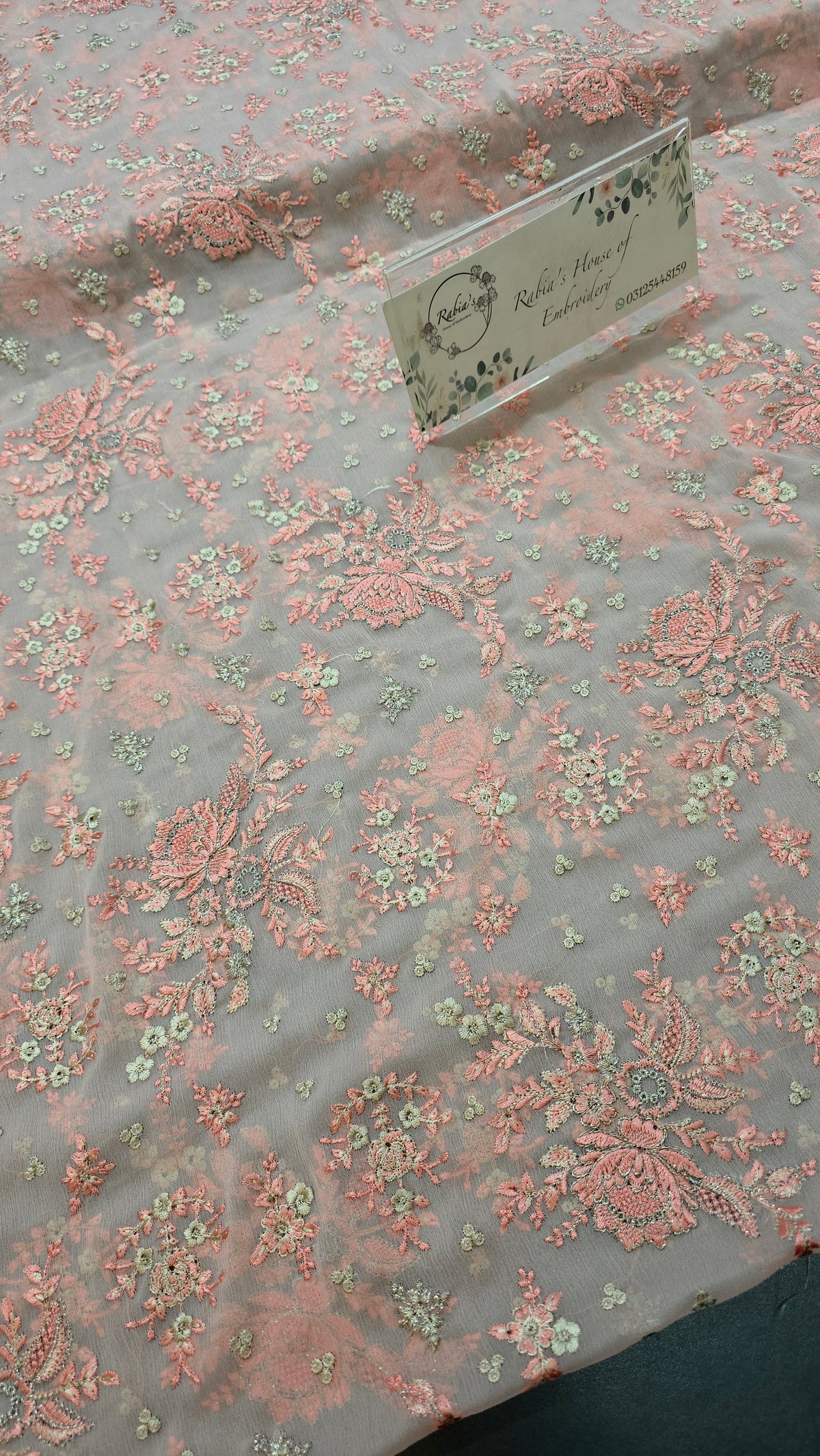Chiffon allover embroidered shirt and duppatta