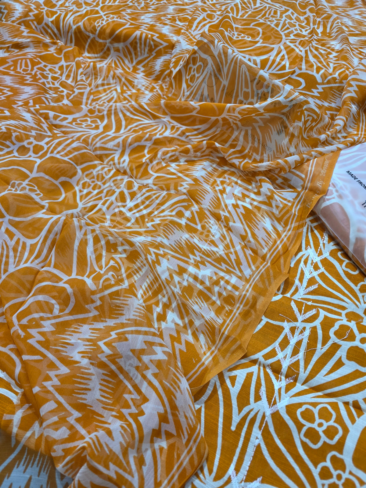 Bareeze printed plus embroidered khadder