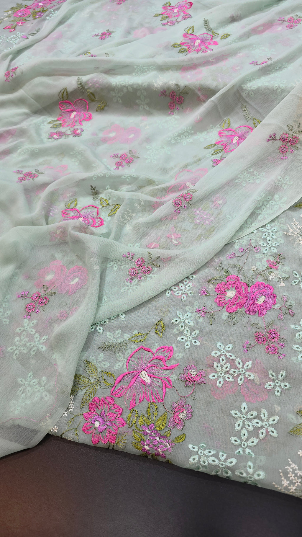 Chiffon allover embroidered shirt and duppatta