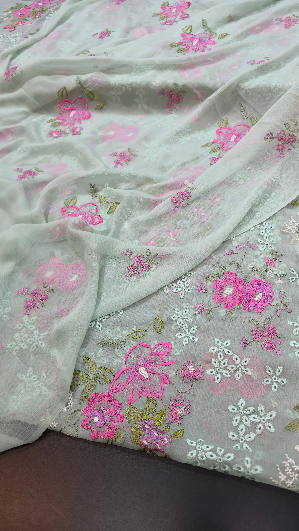 Chiffon allover embroidered shirt and duppatta
