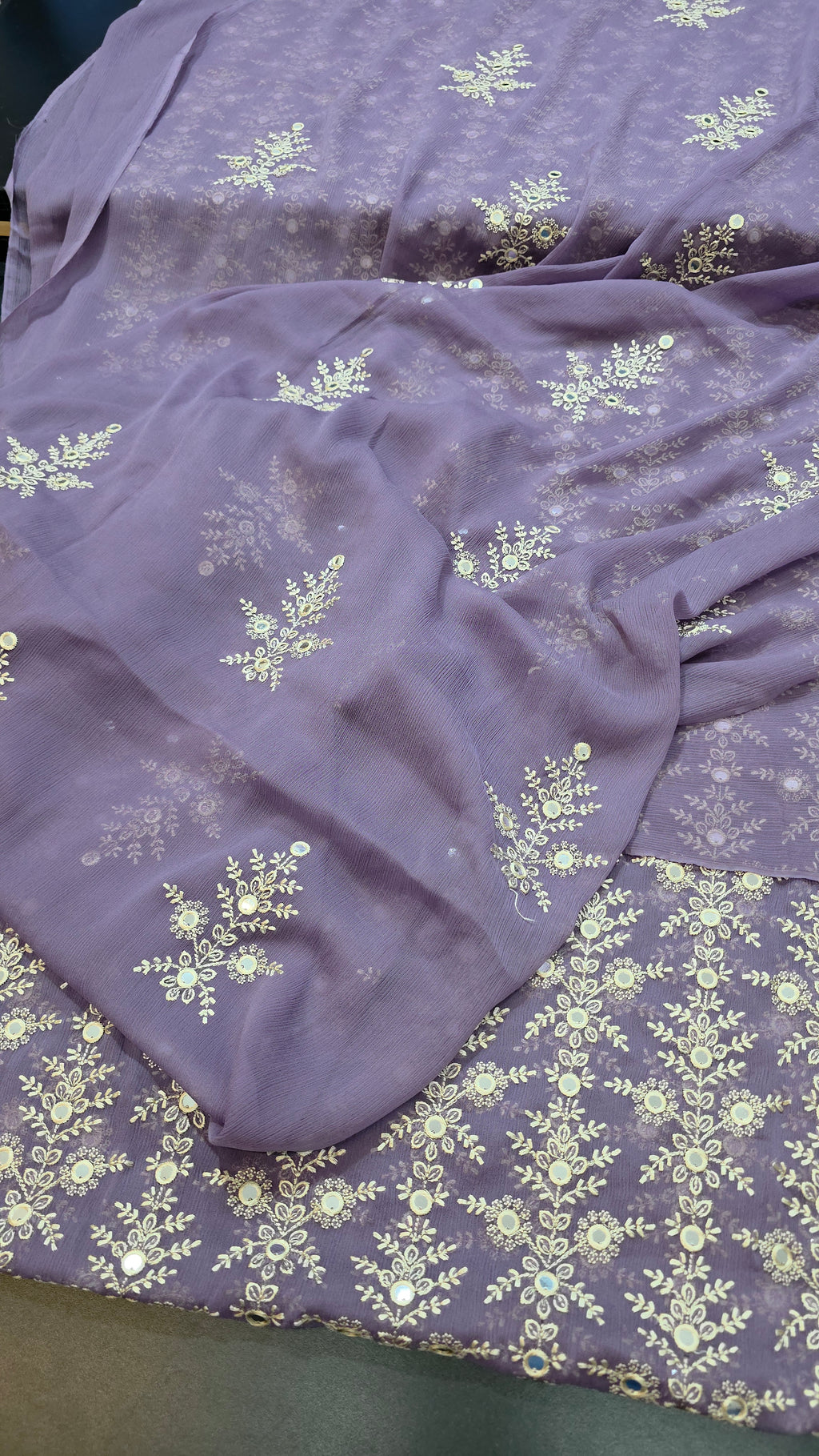 Chiffon allover embroidered shirt and duppatta