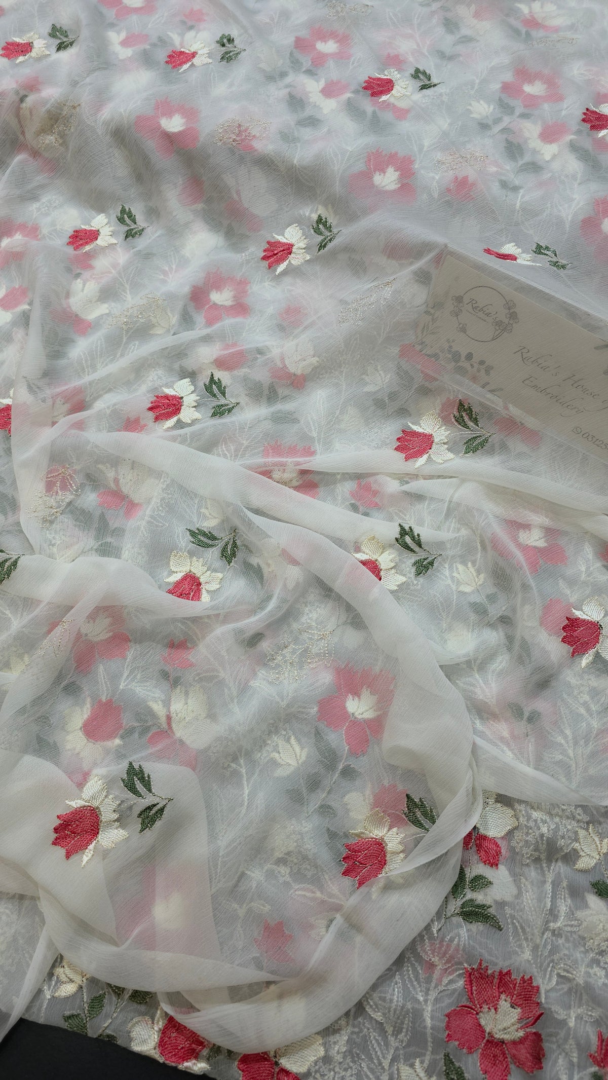 Chiffon allover embroidered shirt and duppatta