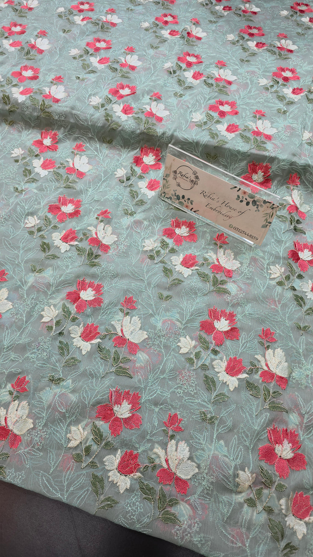 Chiffon allover embroidered shirt and duppatta