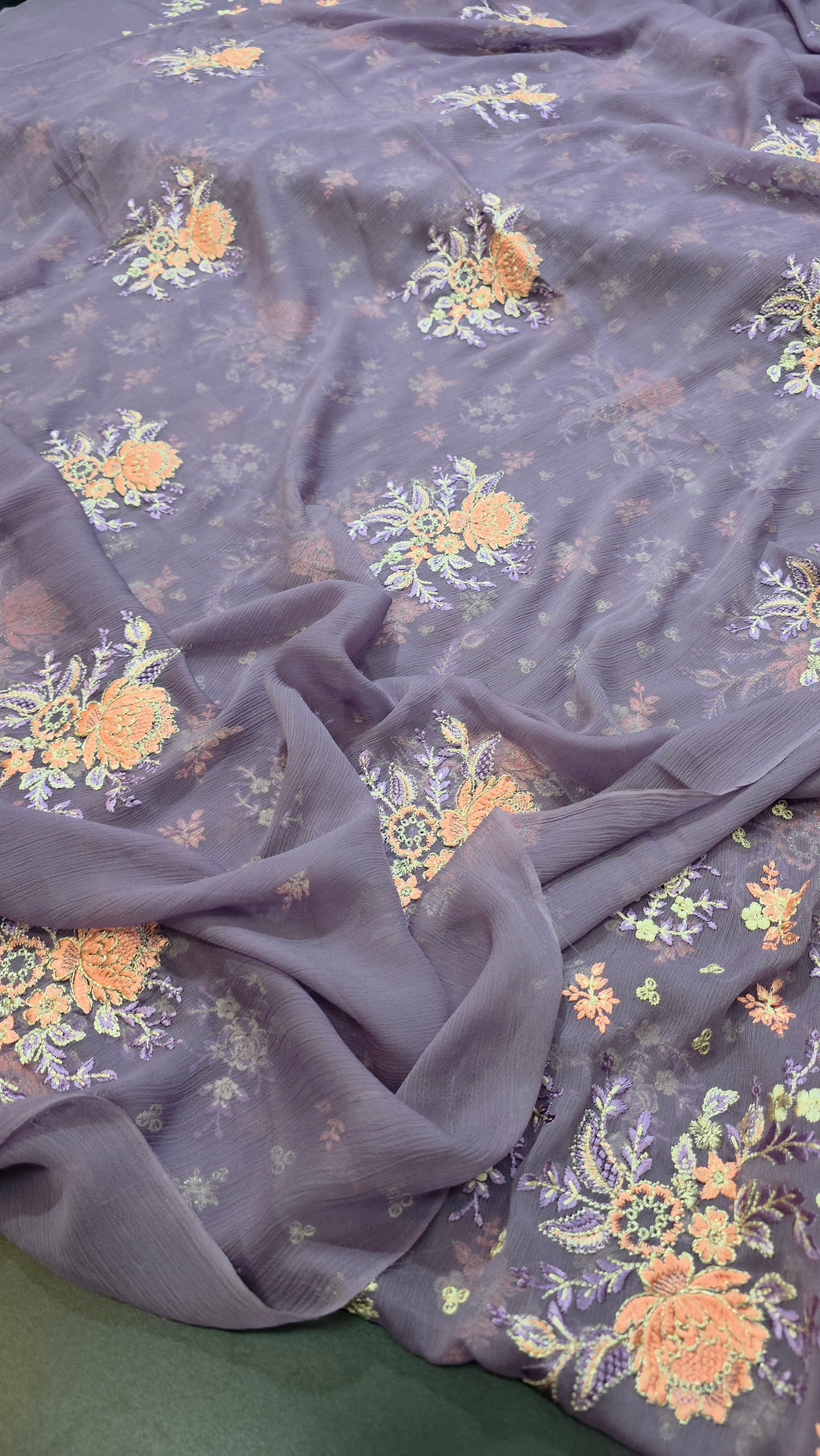 Chiffon allover embroidered shirt and duppatta