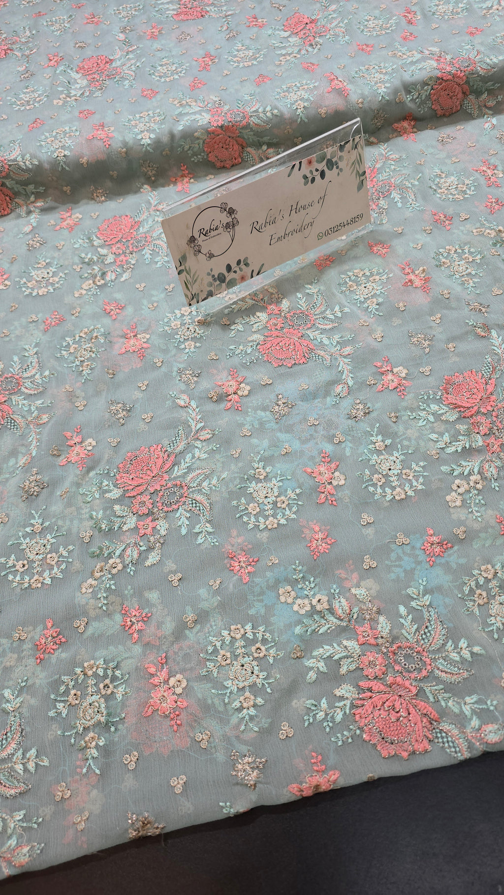 Chiffon allover embroidered shirt and duppatta