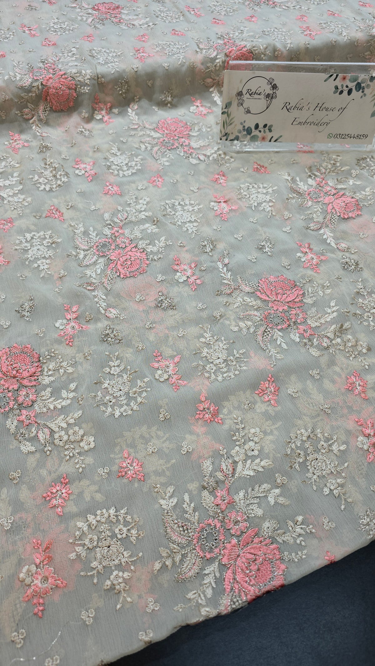 Chiffon allover embroidered shirt and duppatta